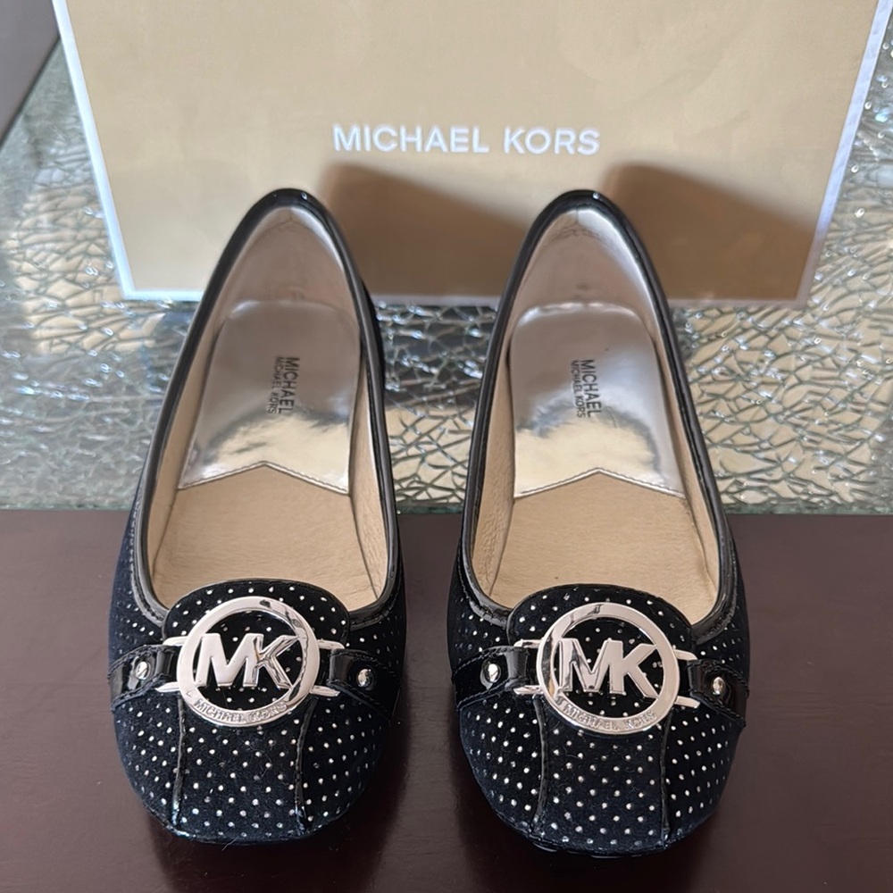 Michael Kors Black Flats with MK Medallion